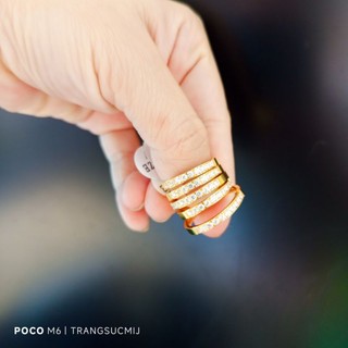 [Giá 1 chiếc] Nhẫn nữ titan đính 10 viên đá lấp lánh – phong cách hiện đại, sang trọng – không gỉ sét, bền màu