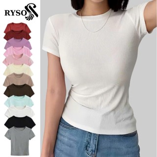 Áo Thun Tay Ngắn Nữorm Dài Chất Thun Gân Cổ Tròn Len Tăm Ôm Body Cổ Tròn Dáng Dài RYSO FASHION ,Áo Babytee Form Tôn Dáng