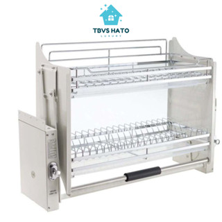 Giá Bát Nâng Hạ Inox 304 HATO Điều Chỉnh Cao Thấp Với Hộp Số Chống Kẹt, Kệ Đựng Đồ Nhà Bếp Hỗ Trợ Lực Kéo 7-12Kg
