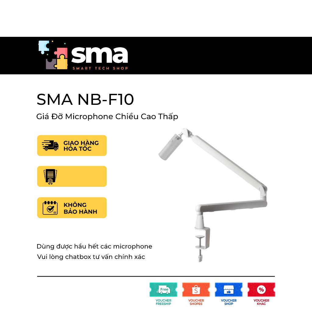 Giá Đỡ Mic Chiều Cao Thấp SMA NBF10 Microphone Suspension Boom Arm Stand