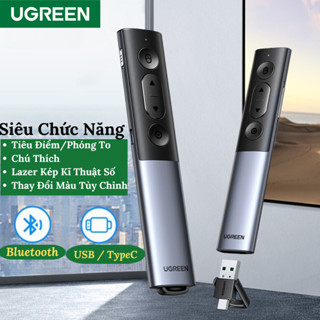 Bút Trình Chiếu UGREEN Đa Năng - Laser Kép, Chú Thích, Phóng To - Kết Nối Bluetooth, USB, Type-C