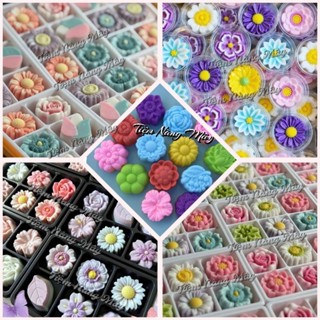 5 Khuôn rau câu silicon làm bánh da lợn bánh bò rau câu hình hoa sen cúc hướng dương mận lá