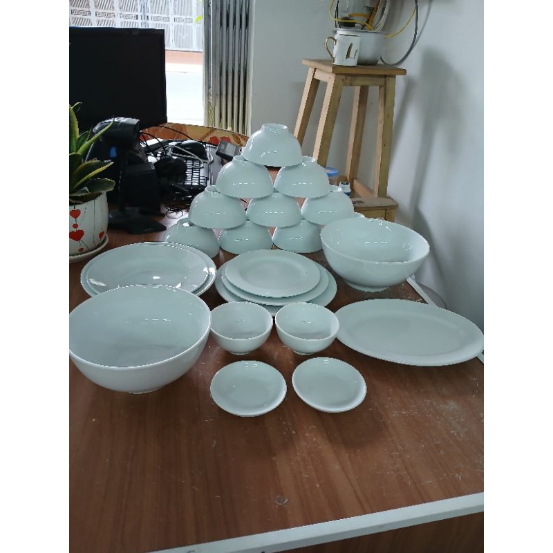 Bộ bát đĩa Sứ trắng Lohaco