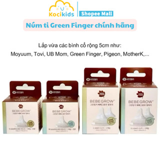 Núm ti bình sữa Green Finger Hàn quốc, núm ty 2 van thoát khí (vừa bình moyuum, pigeon, Tovi... và bình rộng 5cm)