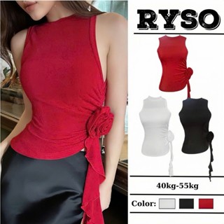 Áo 2 Dây Đính Hoa Hồng Tua Rua , Áo Hai Dây Dáng Ôm Baby Basic Đơn Giản RYSO