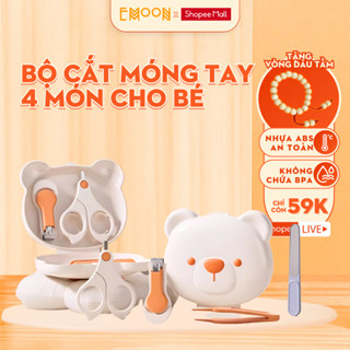 Bộ bấm móng tay 4 chi tiết Emoon cho trẻ em hình gấu, chống kẹp thịt an toàn, tiện lợi cho trẻ sơ sinh