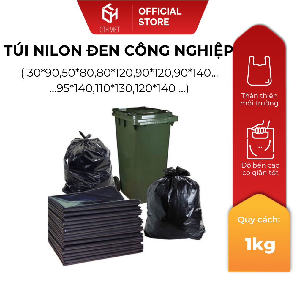 [1Kg] Túi Đen Loại Đẹp Từ CTH VIỆT Size Lớn 120l, 240l dùng cho Văn phòng, Bệnh Viện, Trường học, Nhà hàng