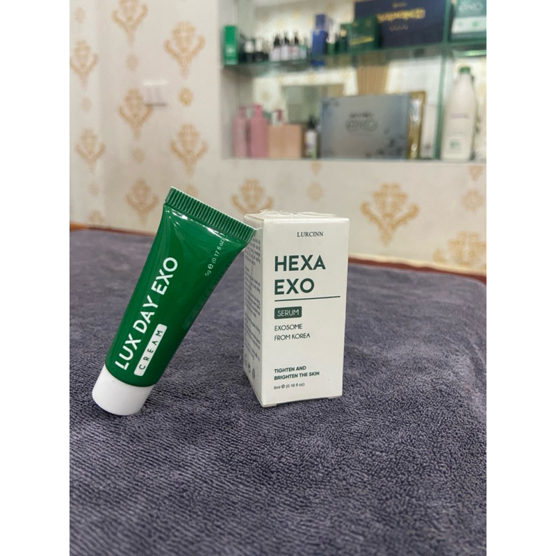 cặp căng bóng phục hồi mini ( serum hexa nano và kem lux day exo)