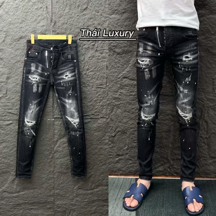 quần jeans D222 xám 4 rách 4 cúc được ktra hàng