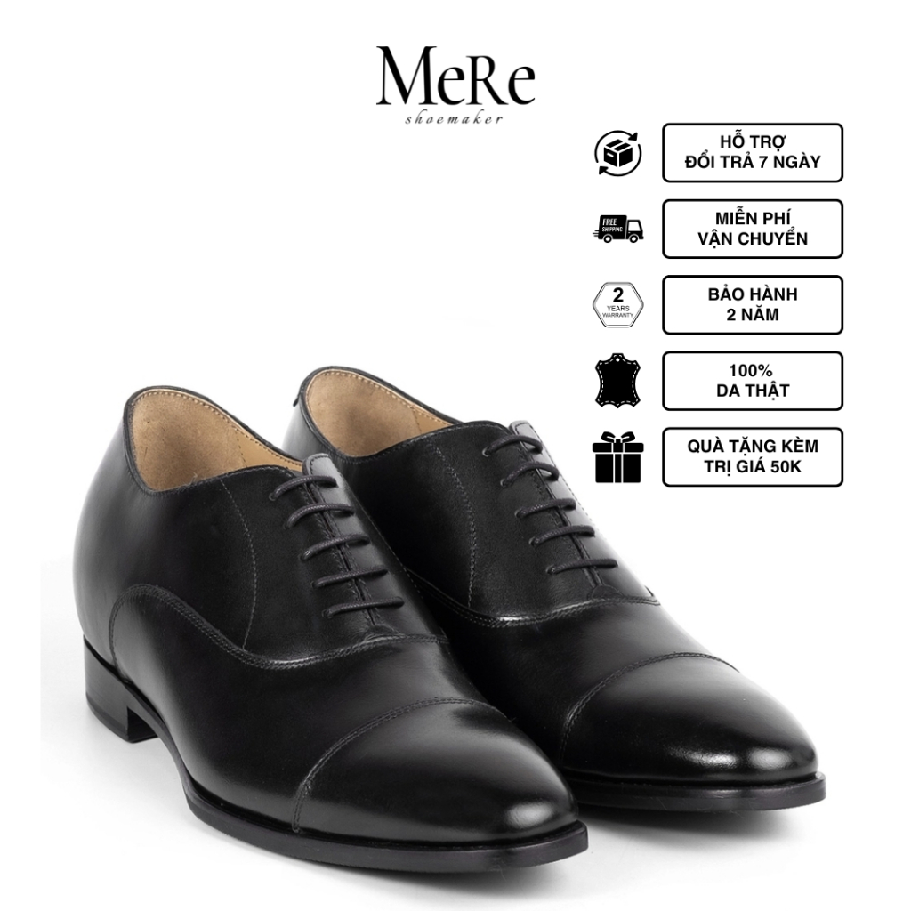 Giày Tây Nam - Giày Da Oxford đen - Don Captoe  Oxford - Thương Hiệu Mere Shoes