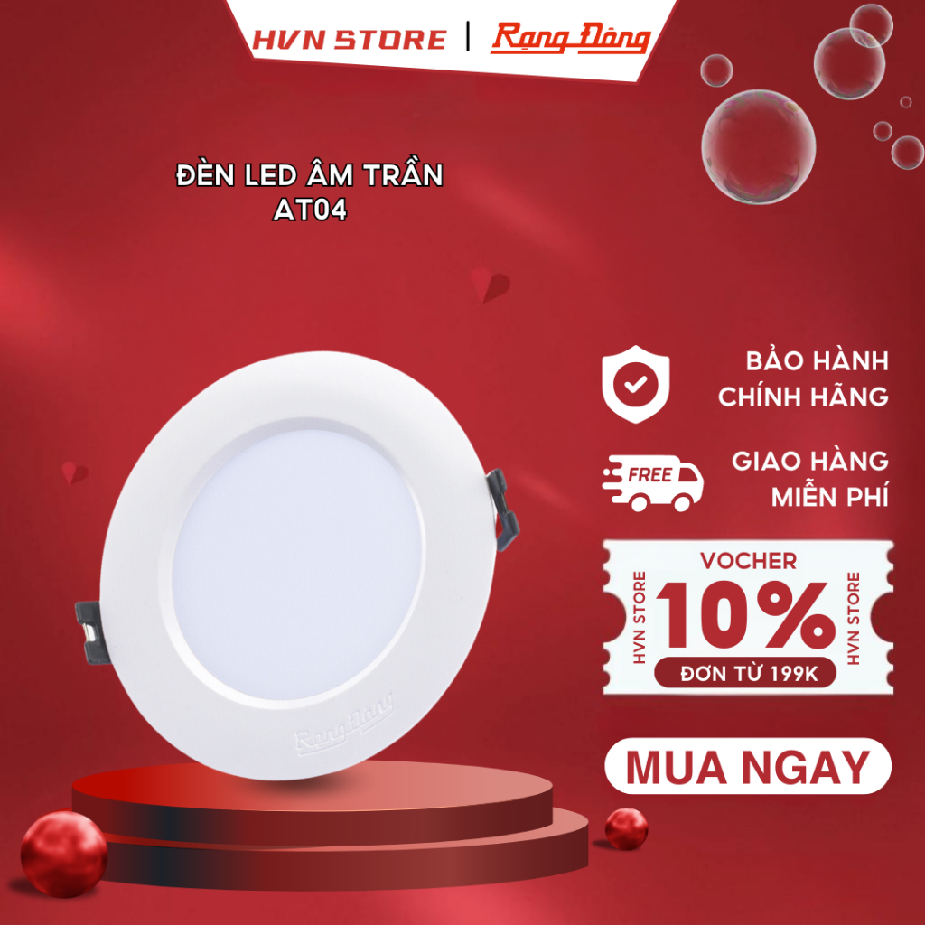 Đèn LED Âm Trần Rạng Đông AT04 Hiệu Suất Cao 7W 9W 12W Ánh Sáng Trắng