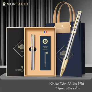 Quà Tặng Bút ký KHẮC TÊN Miễn Phí cao cấp MONTAGUT có tặng túi và THIỆP thầy cô giáo, sếp