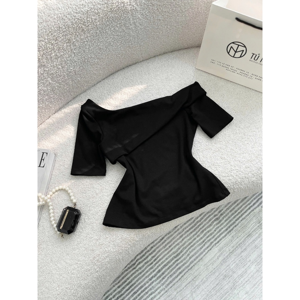 Áo Bigsize Nữ Tú Mỡ Áo Thun Bigsize Bẹt Vai Thiết Kế Trẻ Trung Đi Chơi Đi Tiệc Đủ Size 45-80kg AT0057