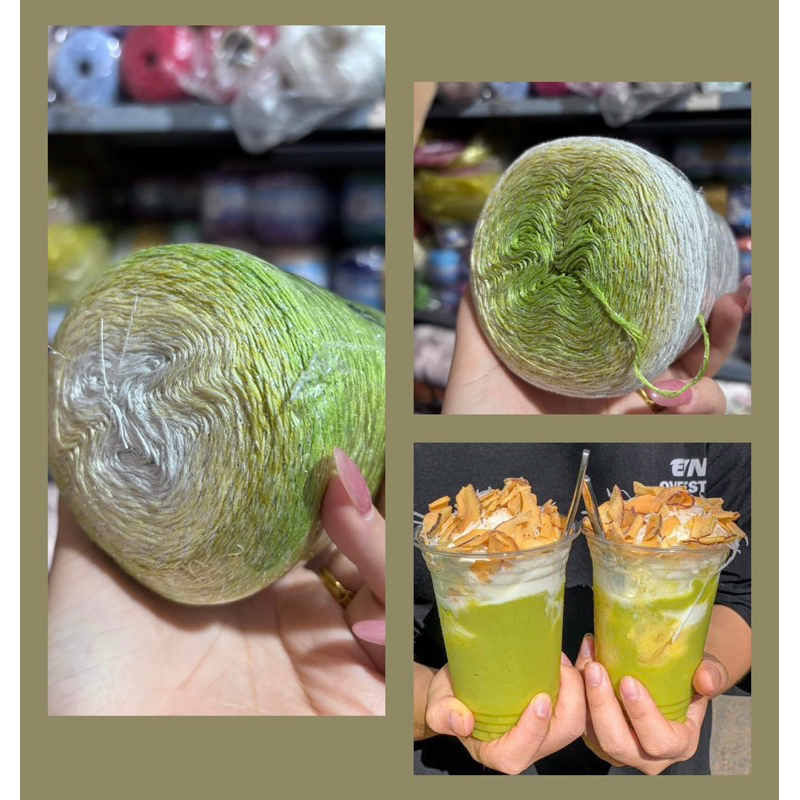 [XẢ KHO] SỢI CẦU VỒNG VISCOSE MIX NHŨ METALLIC AVOCADO ICE CREAM