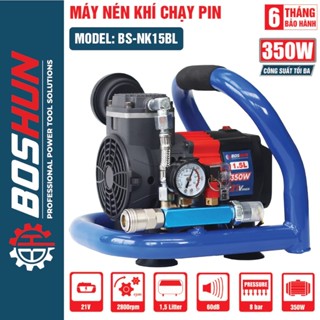Máy nén khi pin mini BOSHUN BS-NK15BL, Không chổi than 350w 8 Bar, Chân Pin Thông Dụng