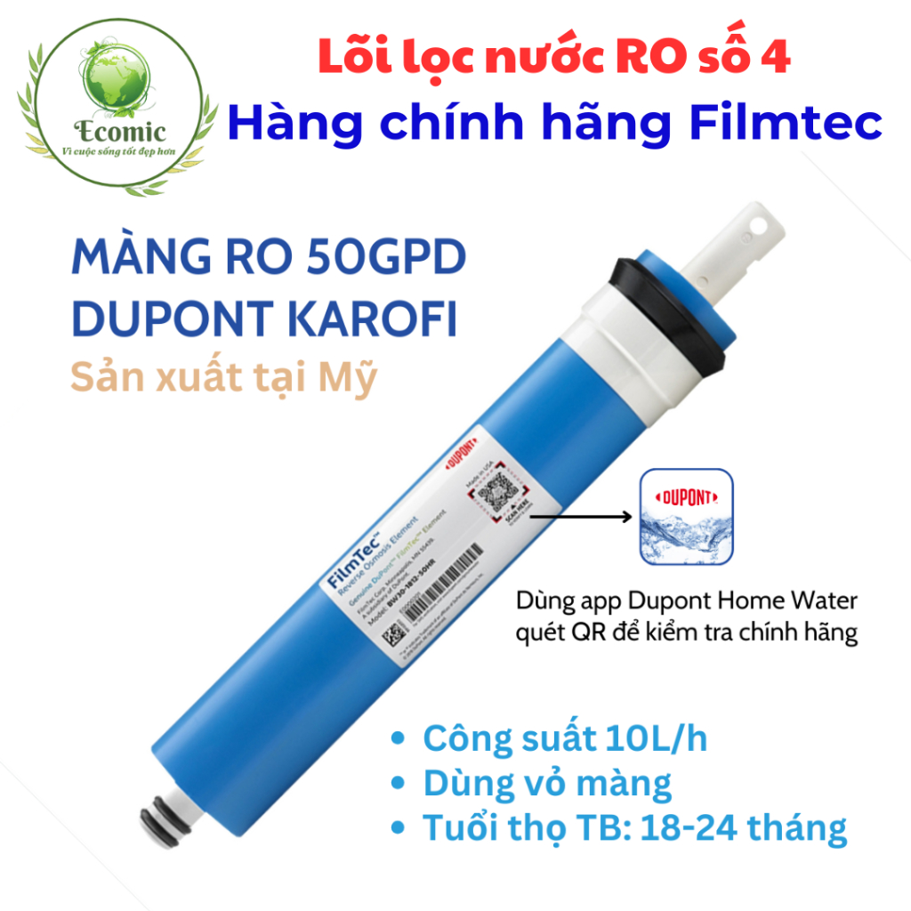 Màng lọc nước ro , lõi lọc nước ro Filmtec dupont , màng lọc ro filmtec chính hãng