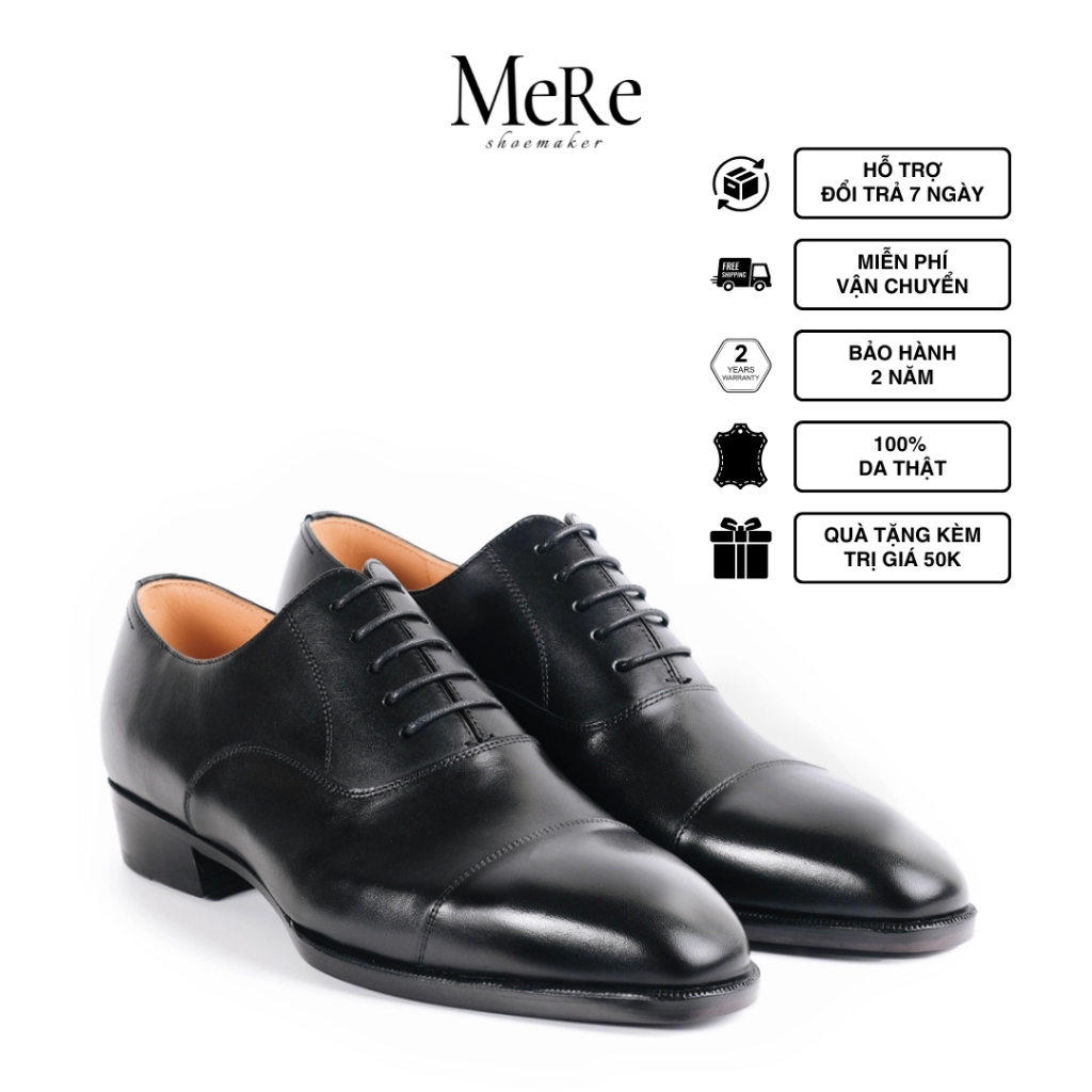 Giày Tây Nam - Giày Da Oxford Đen - Gibson Captoe Oxford  - Thương Hiệu Mere Shoes