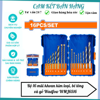  Bộ 16 mũi khoan kim loại bê tông và gỗ Wadfow WMJ6516 