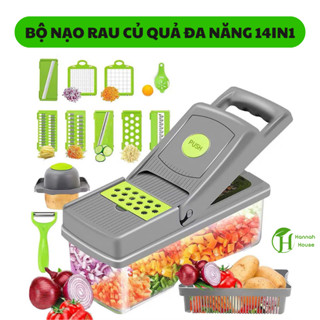 Bộ nạo rau củ quả đa năng 14in1 dụng cụ bào tích hợp cắt thái gọt bào sợi rau củ quả tiện dụng.