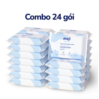   Live  Set 24 gói khăn giấy ướt cho bé Moji gói size mini 10 tờ cao cấp không mùi không cồn 
