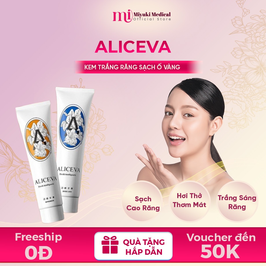 Kem Đánh Răng Thơm Miệng ALICEVA - Kem ALICEVA FRESH TOOTHPASTE Loại Bỏ Mùi Khó Chịu, Sạch Mảng Bám, Ố Vàng Răng