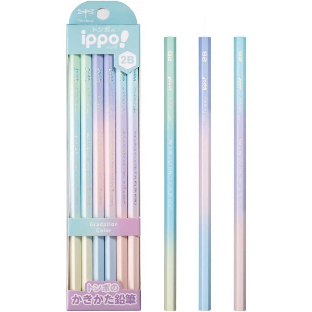【Tombow】《ippo 2B》Pencil Kakikata Pencil 2 Dozen Gradient design, metallic colour design Set