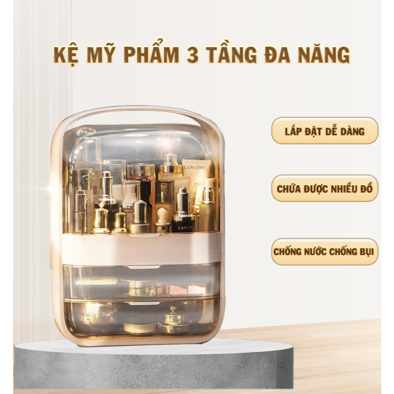 YTC -Kệ Mỹ Phẩm 3 Tầng Hộp đựng đồ Cao Cấp Chông nước Chống bui siêu đẹp