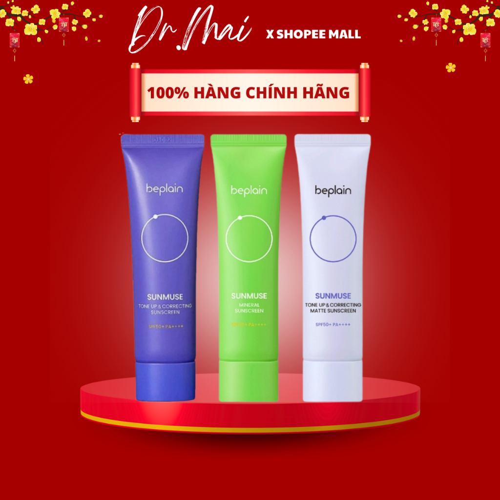 Kem chống nắng BEPLAIN lai Vật Lý & Hoá Học Nâng Tone & Hiệu chỉnh da SPF50+ PA++++ 50mL-myphamdrmai