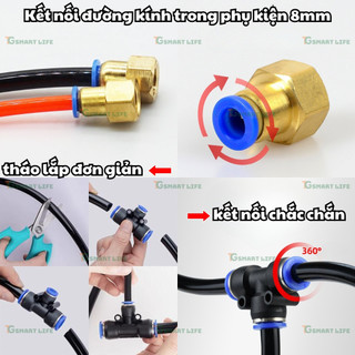 Sét 20M 10M Ống LDPE 8mm Dây PE 8mm Phi 8 Li Dùng Gắn Béc Và Phụ Kiện Tưới, Phun Sương Làm Mát