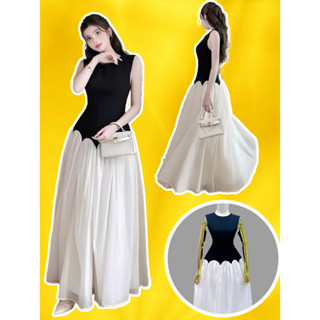  Đầm váy maxi công chúa xoè dài phối voan tùng rộng cổ tròn sát nách bigsize eo gợn sóng đi biển dự tiệc dạo phố MOZE 