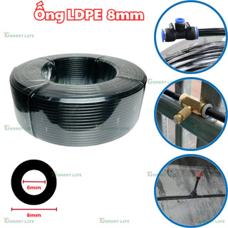 Sét 20M 10M Ống LDPE 8mm Dây PE 8mm Phi 8 Li Dùng Gắn Béc Và Phụ Kiện Tưới, Phun Sương Làm Mát