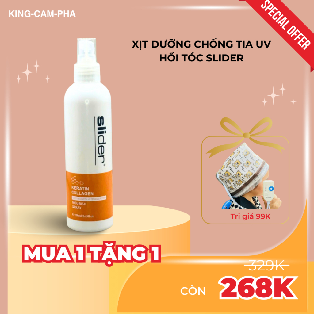 Xịt Dưỡng Tóc Slider Phục Hồi Lưu Hương Chứa Keratin & Collagen Slider 250ml