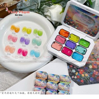 Set dặm ombre 9 màu trang trí Nail, chất màu gel siêu mịn siêu mướt - Frescobaldi