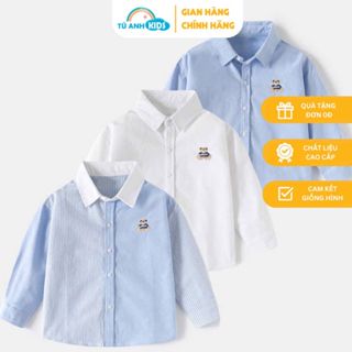  Áo sơ mi dài tay cho bé trai hoạ tiết Gấu thêu tay thời trang Hàn Quốc cho bé 2-8 tuổi  9-24kg  | TÚ ANH KIDS 