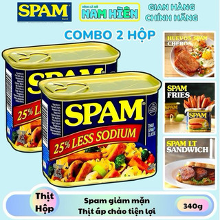  Combo 2 Hộp Thịt Hộp Spam 25% Less Sodium Ít Mặn - Hộp 340g 