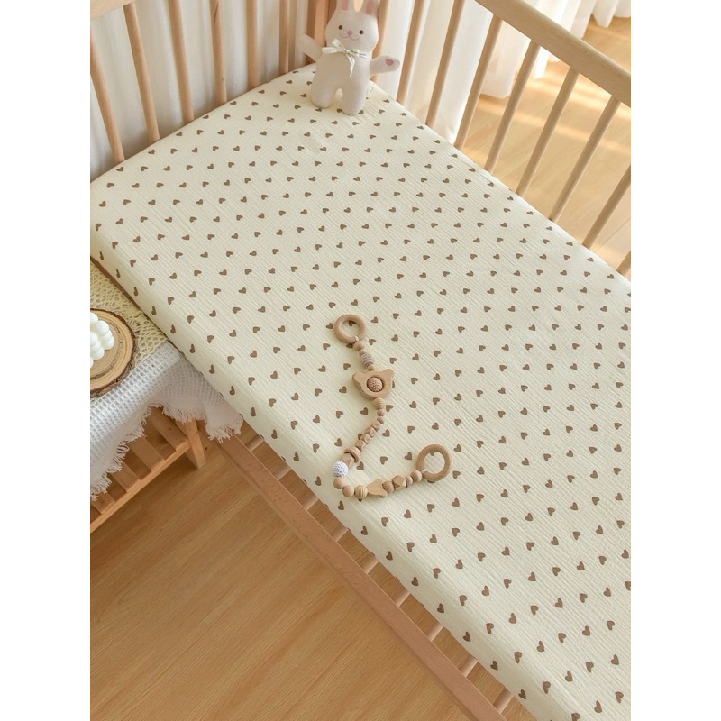 Drap cũi muslin bo chun bọc đệm cho bé
