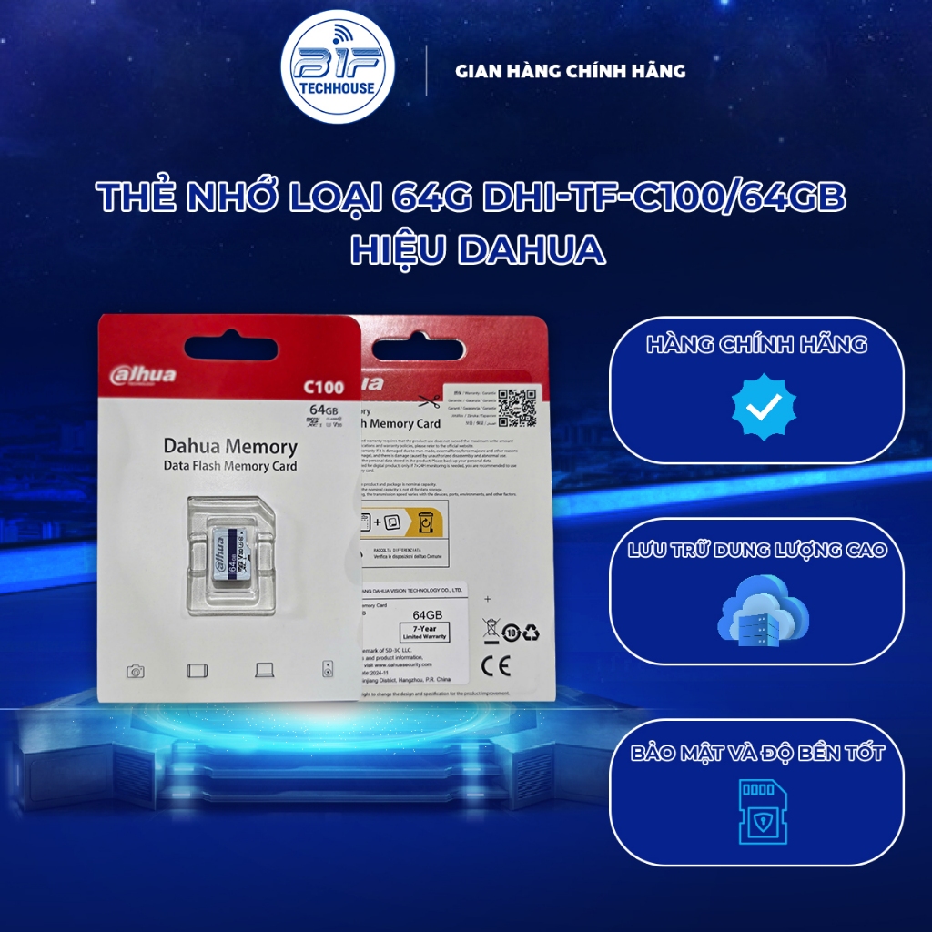 Thẻ Nhớ Dahua  64GB MicroSD C10, U1, V10 – Lưu Trữ Hiệu Suất Cao Cho Camera An Ninh