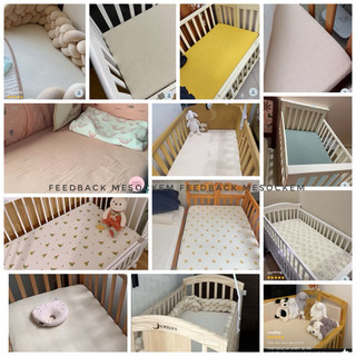Drap cũi muslin bo chun bọc đệm cho bé