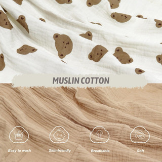 Drap cũi muslin bo chun bọc đệm cho bé