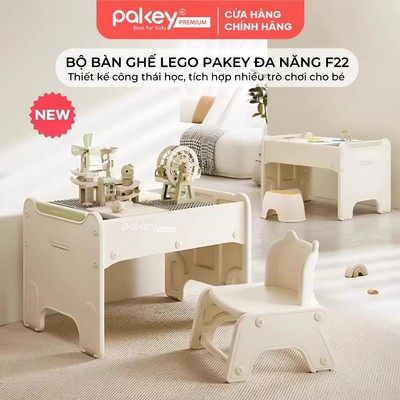 Bộ Bàn Ghế Lego PAKEY Cao Cấp Nhiều Trò Chơi Sáng Tạo Cho Bé, Bộ Bàn Ghế Xếp Hình Vừa Học Vừa Chơi An Toàn F22