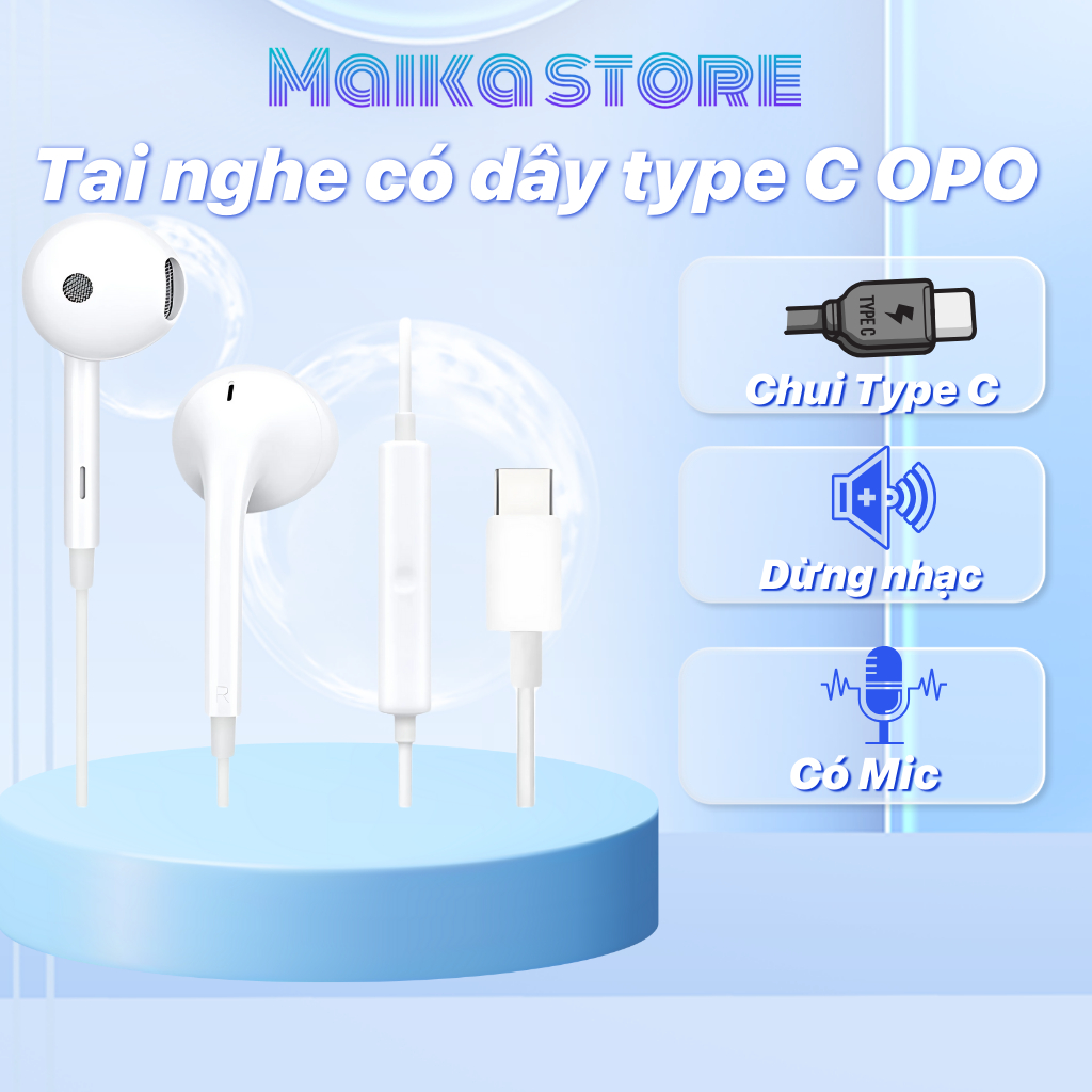 Tai nghe Opo Reno chân Type C, có micro đàm thoại và nghe siêu rõ phù hợp mọi điện thoại opo - carephones BH 6 THÁNG