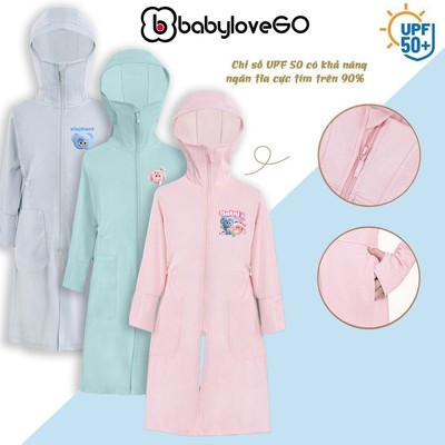 Áo chống nắng cho bé gái BabyloveGO áo choàng dài chống nắng toàn thân vải thông hơi tản nhiệt chống tia UV