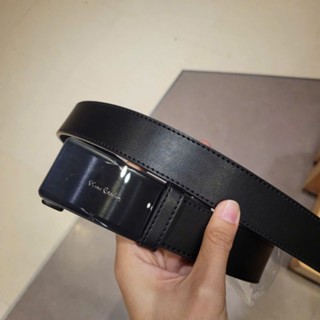 Thắt lưng dây nịt da nam Pierre Cardin Malaysia mặt kéo trượt đẩy Slide buckle black belt