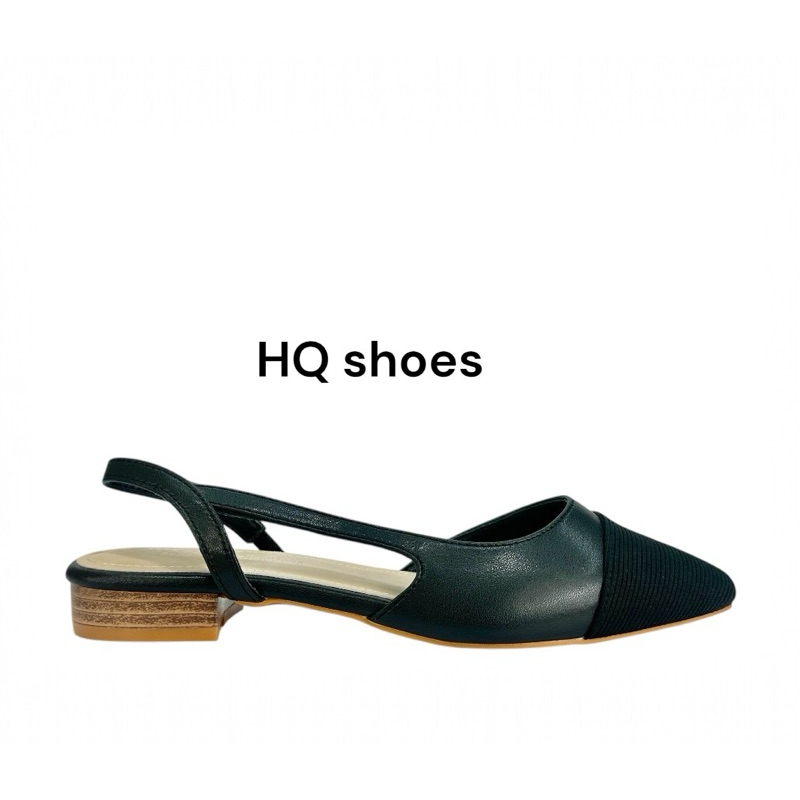 sandanl da micro phối mũi đen cao 2cm,có chun ôm gót chân HQ shoes,HQ-k81 trơn