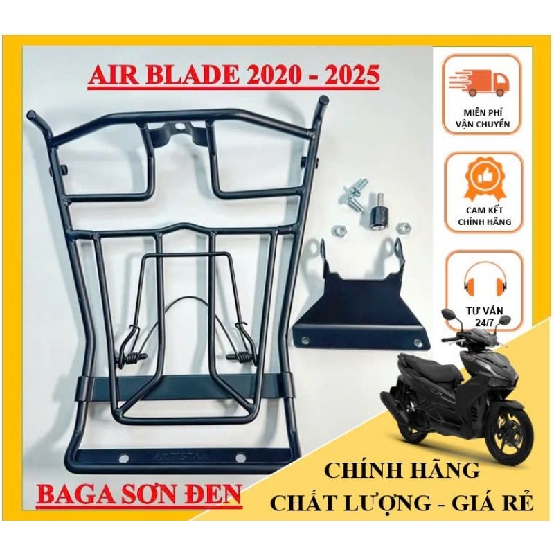 Baga Sơn đen - Inox 10 ly AIR BLADE 2020 - 2025 - Phụ Kiện Air Blade Chất Lượng Cao, Baga cứng cáp