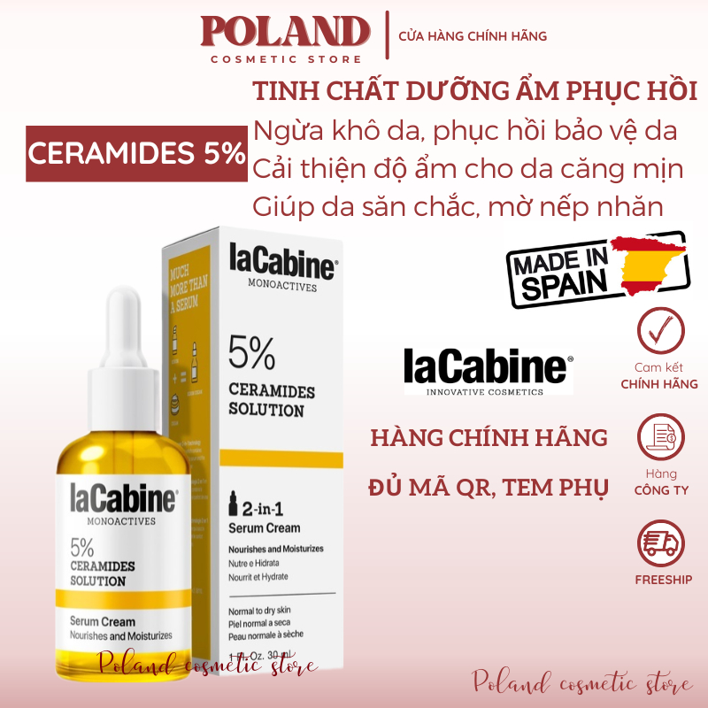 Serum LaCabine 5% Ceramides Tinh chất dưỡng ẩm phục hồi tăng cường bảo hàng rào bảo vệ da 30ml