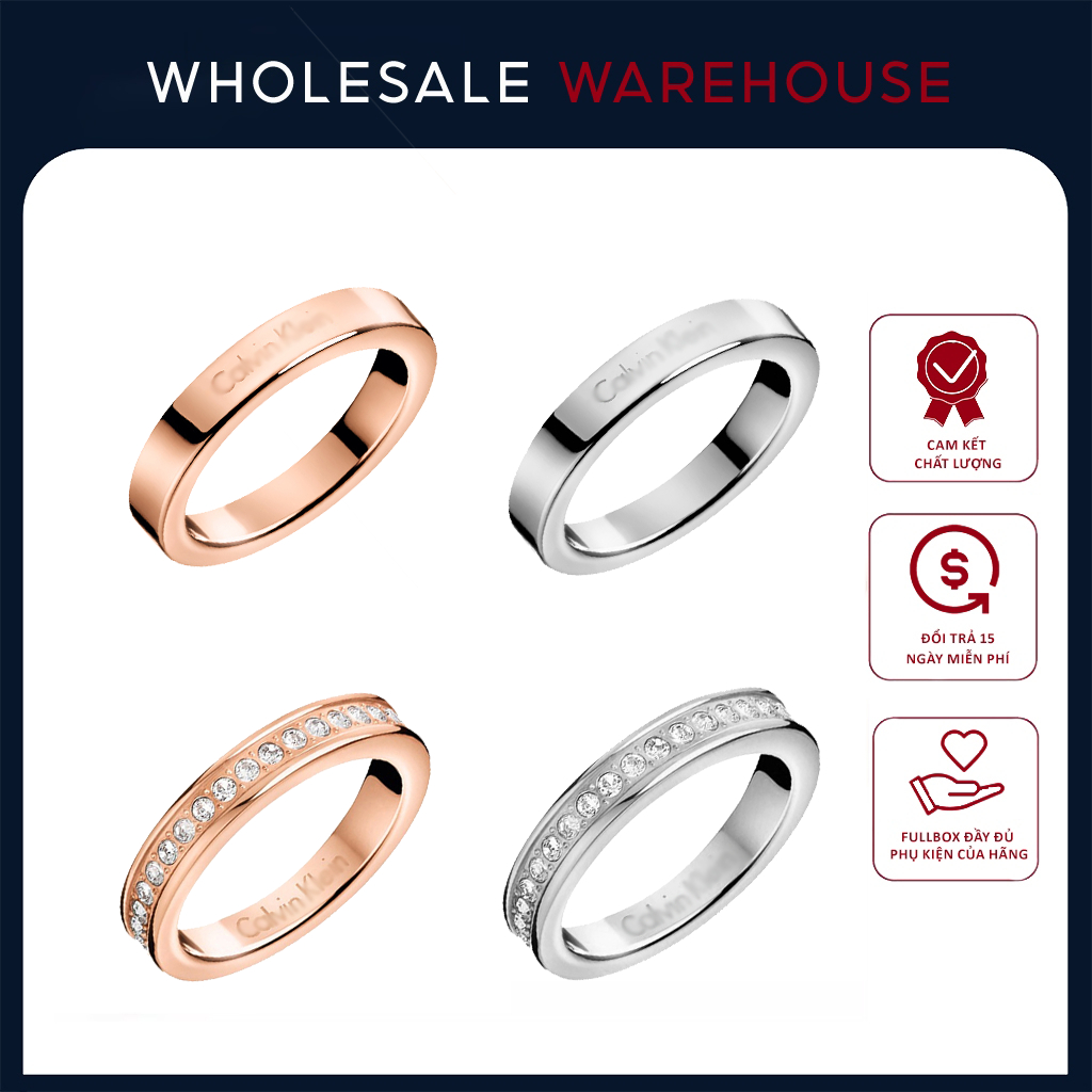 Nhẫn cặp đôi Hook Crystals Ring Chính hãng 8076 & 8077 -Nhẫn CK titan không gỉ - Khắc tên theo yêu cầu