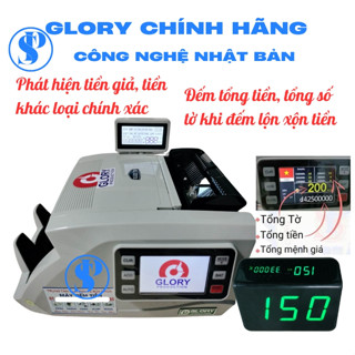 Máy đếm tiền GLORY( CN NHẬT)phát hiện tiền giả,đếm tổng tiền, tổng số tờ nhiều mệnh giá khác nhau