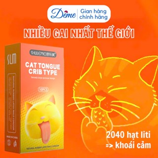 Bao cao su có gai lưỡi mèo SLM siêu mỏng 001, kéo dài quan hệ và nhiều gel - Hộp 10 bcs