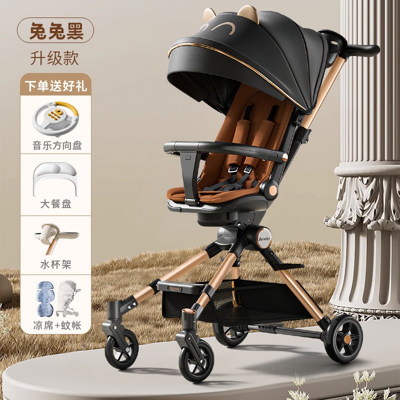 Xe đẩy K8 mẫu mới có bàn ăn dặm và vô lăng nhạc cho bé, Xe đẩy hai chiều, gấp gọn, điều chỉnh nằm ng